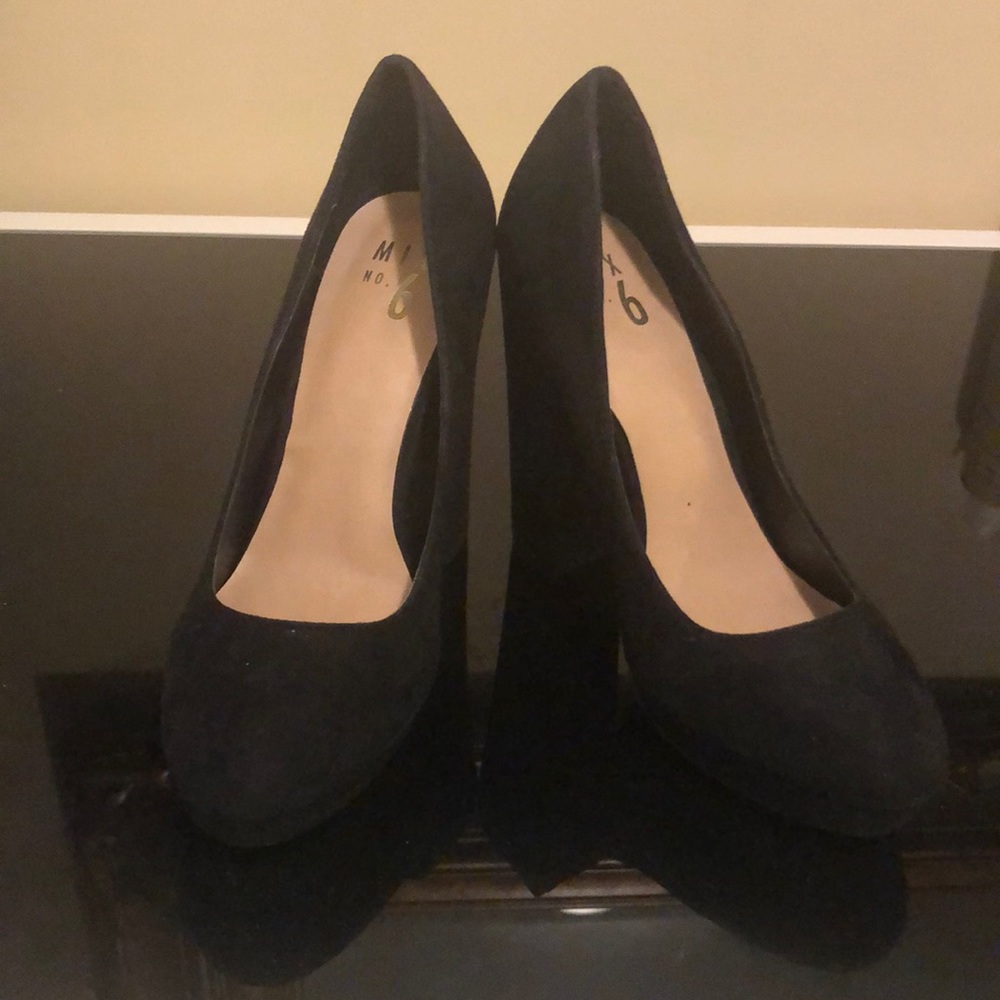 Mix No. 6 Black Suede Platform Heels